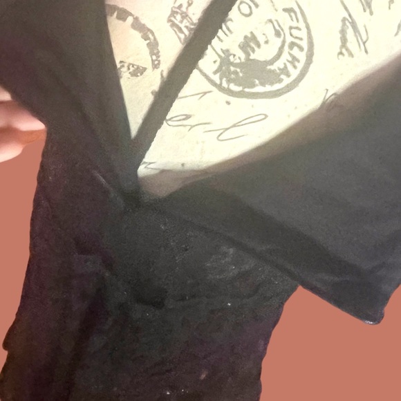 BASIL & MAUDE Anthropologie Black Lace with Sequins A Line Skirt Size 8 - Picture 7 of 8